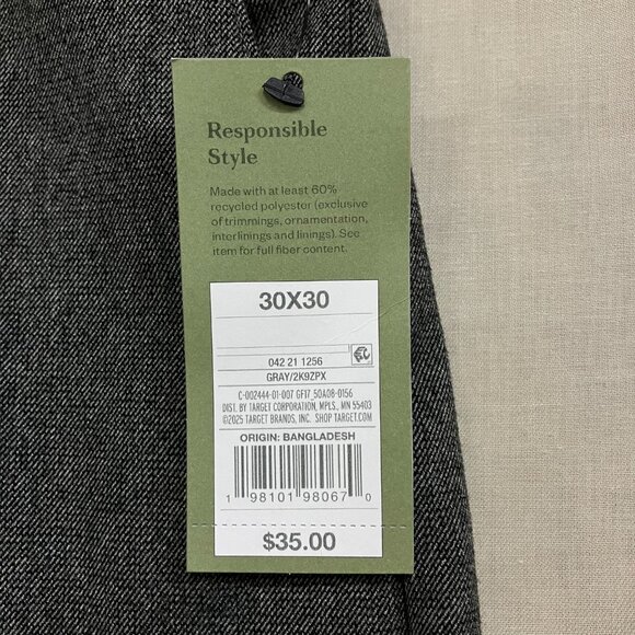 Goodfellow & Co Men's Gray Slim Fit Trousers Tapered Leg Woven Fabric Fly Button - Picture 6 of 15